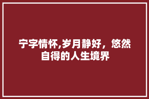 宁字情怀,岁月静好，悠然自得的人生境界
