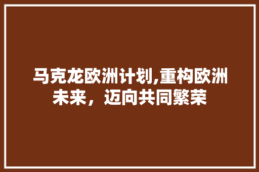 马克龙欧洲计划,重构欧洲未来，迈向共同繁荣