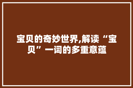 宝贝的奇妙世界,解读“宝贝”一词的多重意蕴