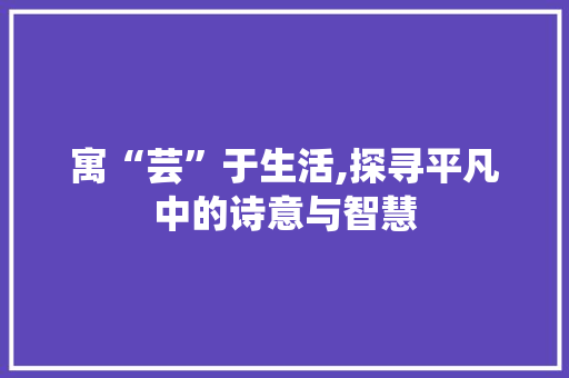 寓“芸”于生活,探寻平凡中的诗意与智慧