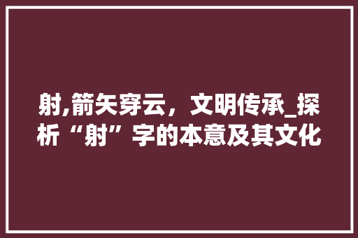 射,箭矢穿云，文明传承_探析“射”字的本意及其文化内涵