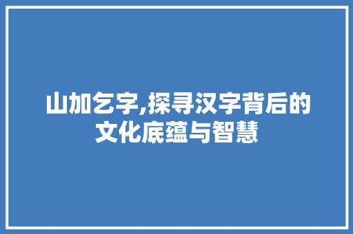 山加乞字,探寻汉字背后的文化底蕴与智慧