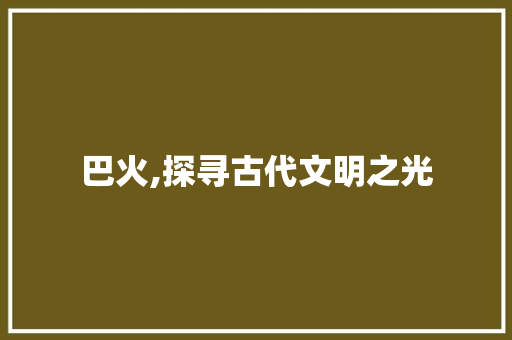 巴火,探寻古代文明之光