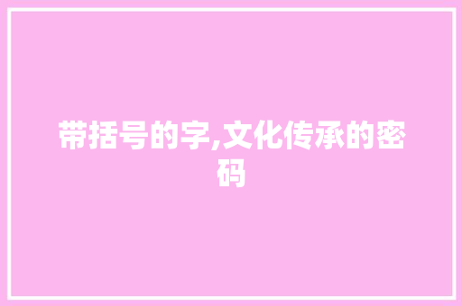 带括号的字,文化传承的密码