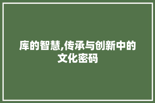库的智慧,传承与创新中的文化密码