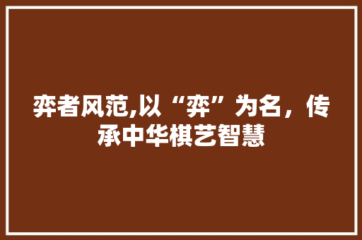 弈者风范,以“弈”为名，传承中华棋艺智慧
