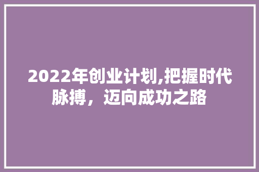 2022年创业计划,把握时代脉搏，迈向成功之路