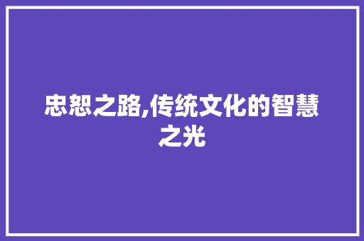 忠恕之路,传统文化的智慧之光