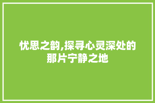 忧思之韵,探寻心灵深处的那片宁静之地