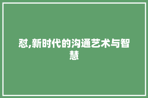 怼,新时代的沟通艺术与智慧