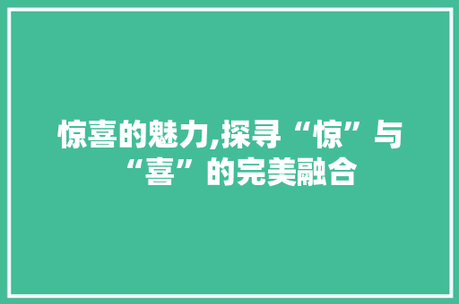 惊喜的魅力,探寻“惊”与“喜”的完美融合