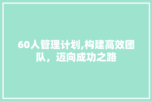 60人管理计划,构建高效团队，迈向成功之路