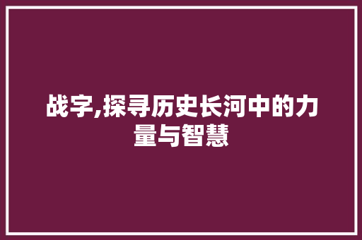 战字,探寻历史长河中的力量与智慧