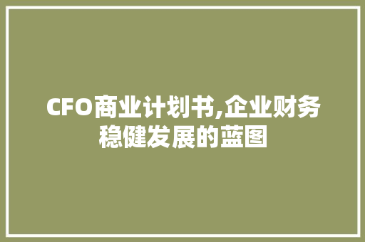 CFO商业计划书,企业财务稳健发展的蓝图