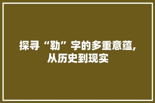 探寻“勒”字的多重意蕴,从历史到现实