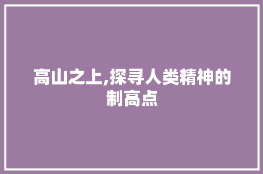 高山之上,探寻人类精神的制高点