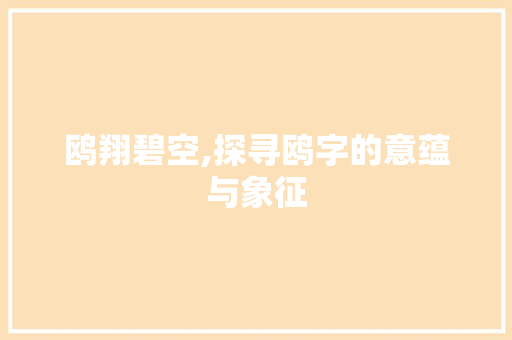 鸥翔碧空,探寻鸥字的意蕴与象征