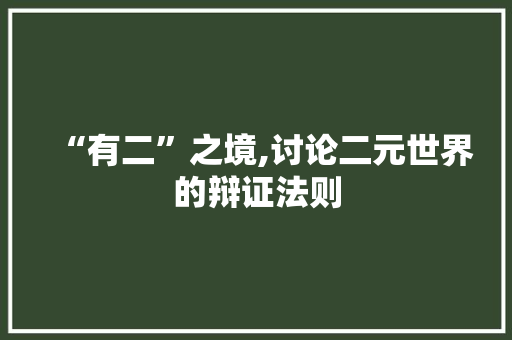 “有二”之境,讨论二元世界的辩证法则 古代典籍