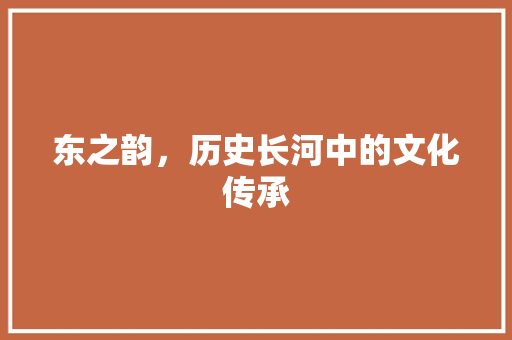 东之韵，历史长河中的文化传承