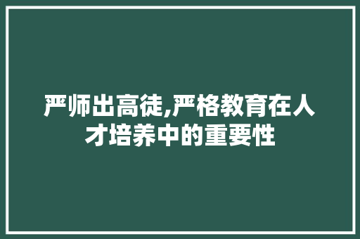 严师出高徒,严格教育在人才培养中的重要性