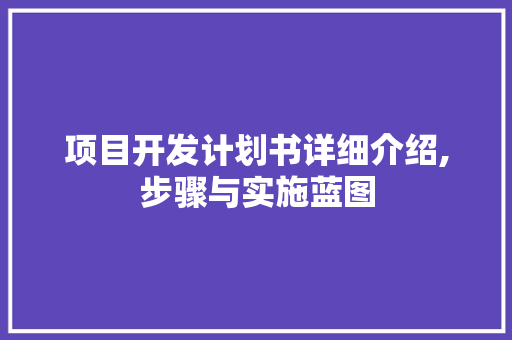 项目开发计划书详细介绍,步骤与实施蓝图