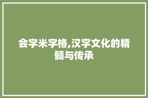 会字米字格,汉字文化的精髓与传承