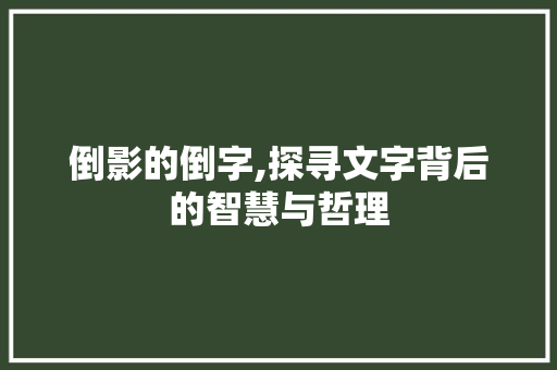 倒影的倒字,探寻文字背后的智慧与哲理