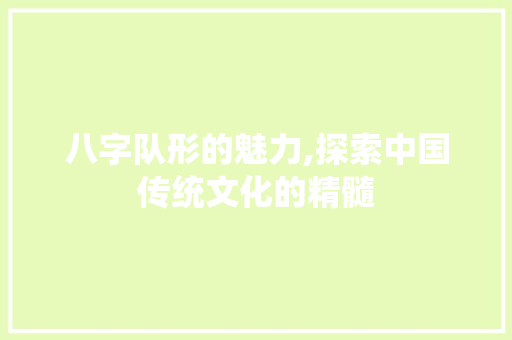 八字队形的魅力,探索中国传统文化的精髓
