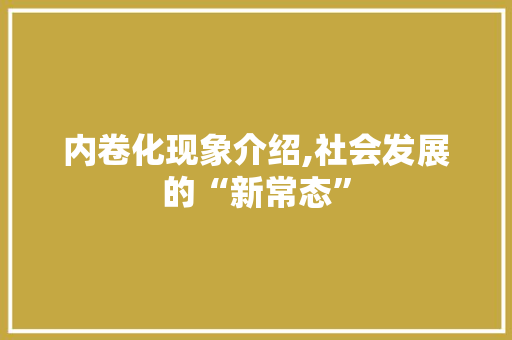 内卷化现象介绍,社会发展的“新常态”