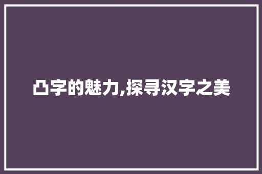 凸字的魅力,探寻汉字之美