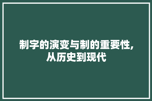 制字的演变与制的重要性,从历史到现代