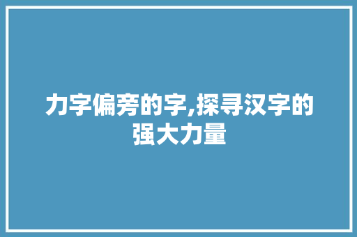 力字偏旁的字,探寻汉字的强大力量
