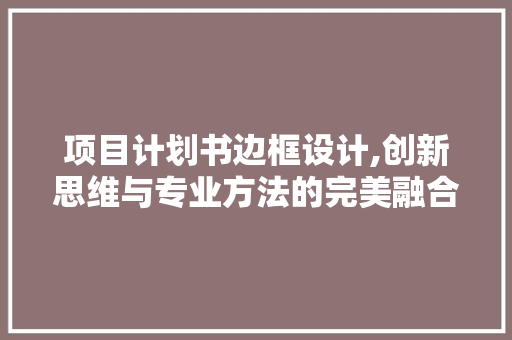 项目计划书边框设计,创新思维与专业方法的完美融合