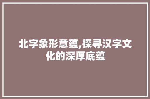 北字象形意蕴,探寻汉字文化的深厚底蕴