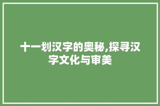 十一划汉字的奥秘,探寻汉字文化与审美