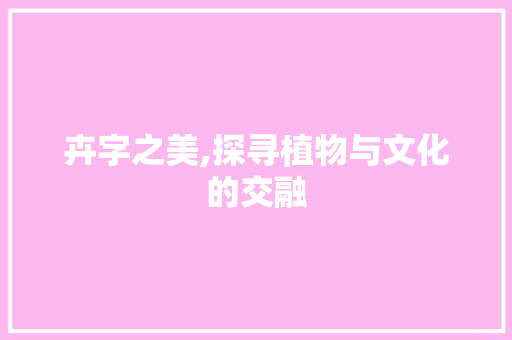 卉字之美,探寻植物与文化的交融