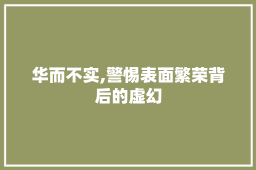 华而不实,警惕表面繁荣背后的虚幻