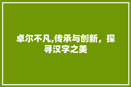 卓尔不凡,传承与创新，探寻汉字之美