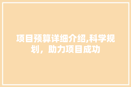 项目预算详细介绍,科学规划，助力项目成功