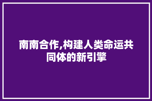 南南合作,构建人类命运共同体的新引擎