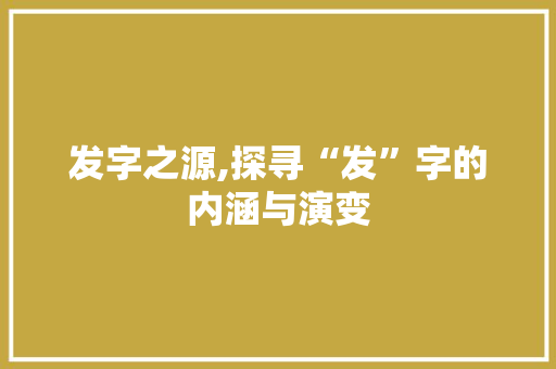 发字之源,探寻“发”字的内涵与演变
