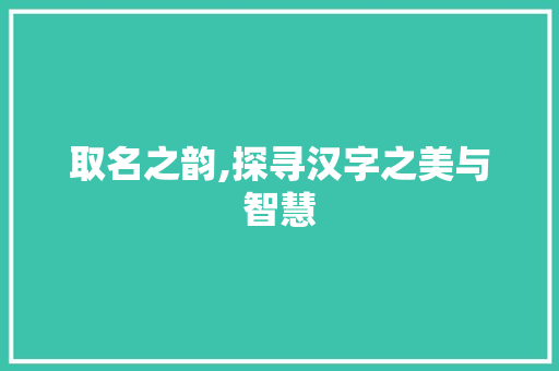 取名之韵,探寻汉字之美与智慧 近义词汇