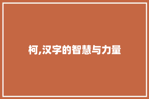 柯,汉字的智慧与力量 汉字拼音