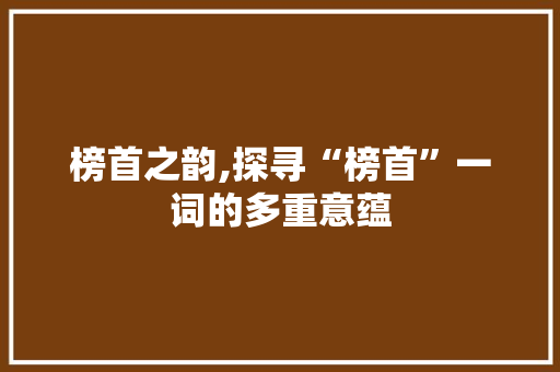 榜首之韵,探寻“榜首”一词的多重意蕴