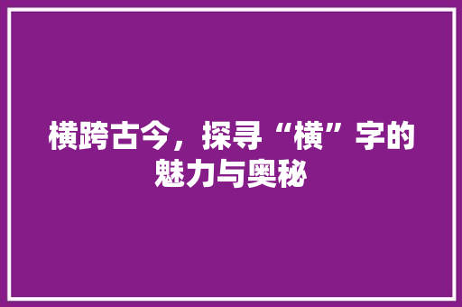 横跨古今，探寻“横”字的魅力与奥秘 英语单词