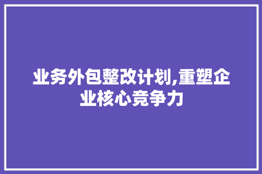 业务外包整改计划,重塑企业核心竞争力