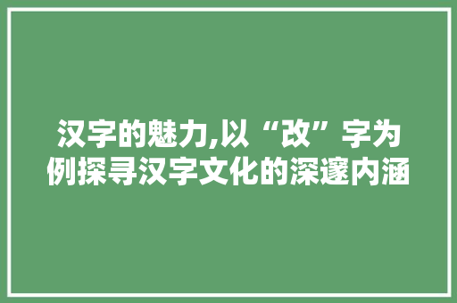 汉字的魅力,以“改”字为例探寻汉字文化的深邃内涵