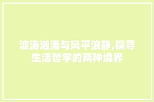波涛汹涌与风平浪静,探寻生活哲学的两种境界