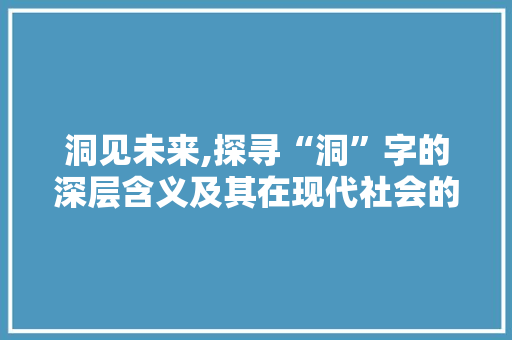 洞见未来,探寻“洞”字的深层含义及其在现代社会的应用