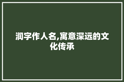 润字作人名,寓意深远的文化传承